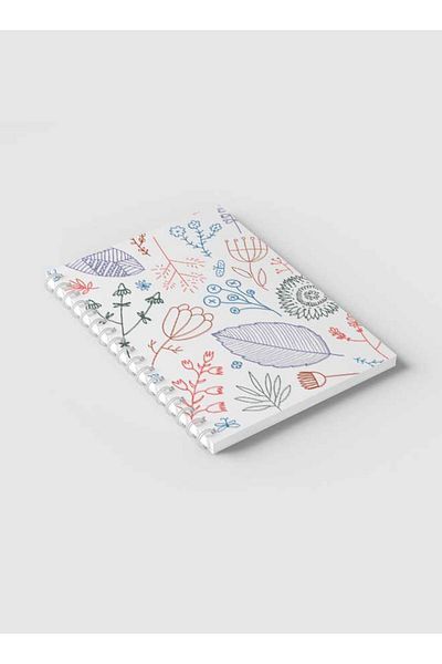 LOWHA Spiral Notebook with Front and Back Hard Covers Featuring Artisitc Doodle Flowers Design