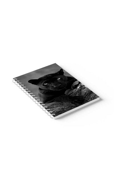 LOWHA Spiral Notebook with Front and Back Hard Covers Featuring Black Panther Design