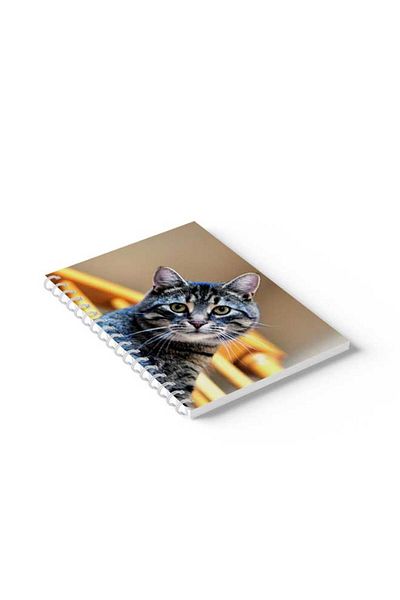 LOWHA Spiral Notebook with Front and Back Hard Covers Featuring Cat Design