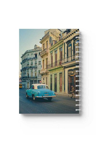 LOWHA Spiral Notebook with Front and Back Hard Covers Featuring Colourful Streets Design