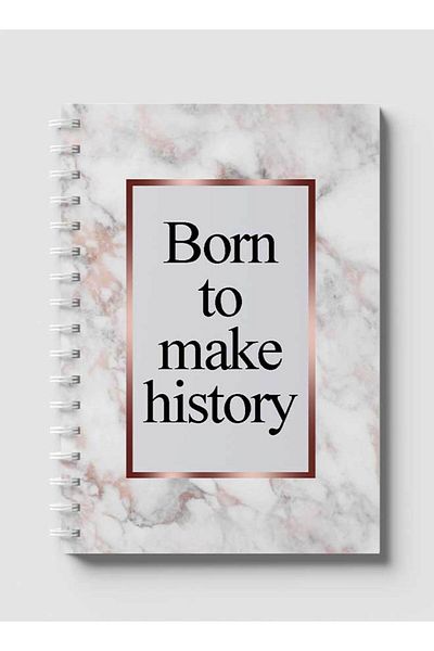 LOWHA Spiral Notebook with Front and Back Hard Covers Featuring Born Make History Design