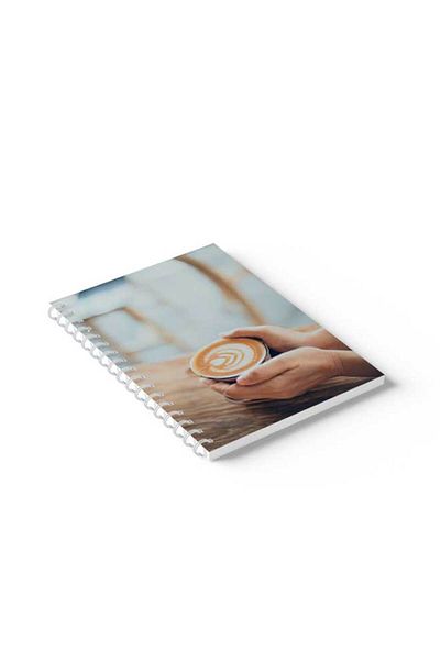 LOWHA Spiral Notebook with Front and Back Hard Covers Featuring Coffee Design