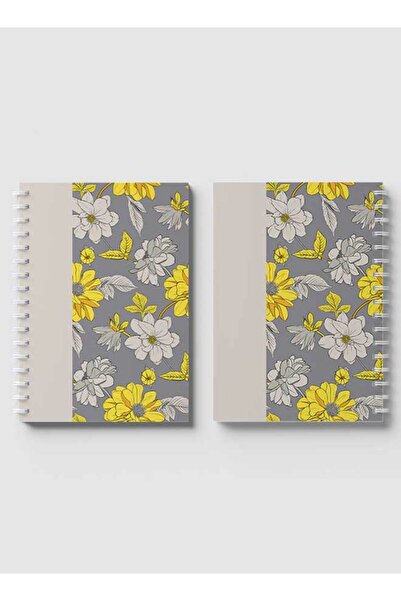 LOWHA دفتر ملاحظات حلزوني مع غلافين أمامي وخلفي صلبين بتصميم متجه زهري تجريدي