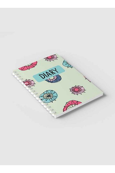 LOWHA Spiral Notebook with Front and Back Hard Covers Featuring Diary Hippie Flowers Design