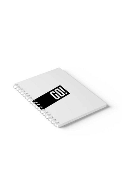 LOWHA Spiral Notebook with Front and Back Hard Covers Featuring Go! Design