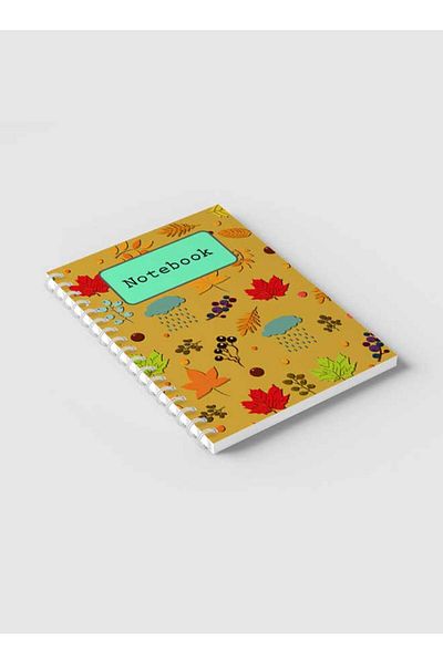 LOWHA Spiral Notebook with Front and Back Hard Covers Featuring Leaf Flower Rain Design