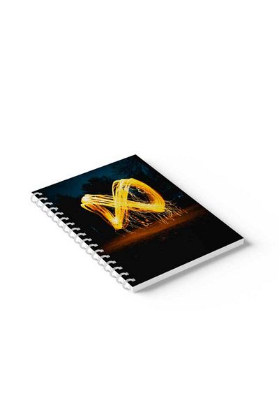 LOWHA Spiral Notebook with Front and Back Hard Covers Featuring FireWorks Design