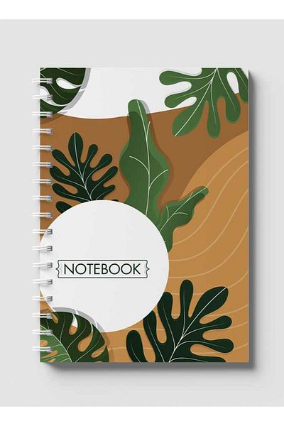 LOWHA Spiral Notebook with Front and Back Hard Covers Featuring Leaves Design