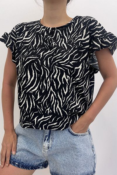 Nazline Women's Crew Neck Short Sleeve Blouse
