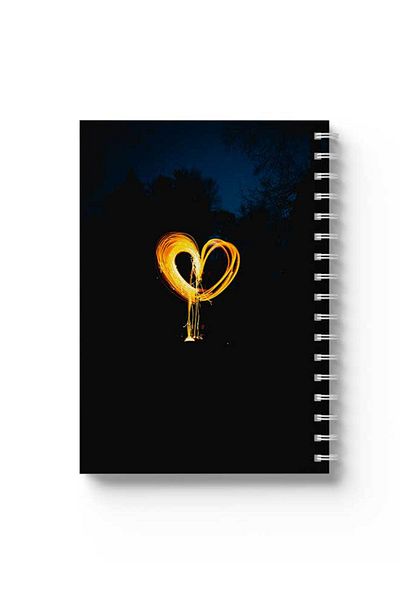 LOWHA Spiral Notebook with Front and Back Hard Covers Featuring Fire Works Design