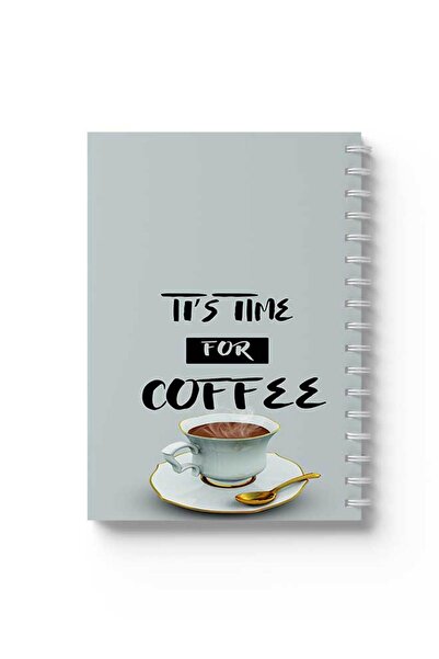 LOWHA دفتر ملاحظات حلزوني مع غلافين أمامي وخلفي صلبين بتصميم "حان وقت القهوة"
