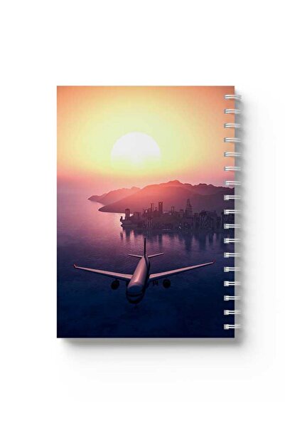 LOWHA دفتر ملاحظات حلزوني مع غلافين أمامي وخلفي صلبين بتصميم طائرة