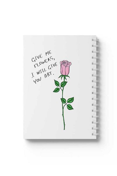 LOWHA Spiral Notebook with Front and Back Hard Covers Featuring Give Me Flowers Design