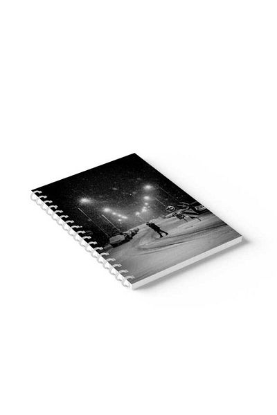 LOWHA Spiral Notebook with Front and Back Hard Covers Featuring Snowy Night Design