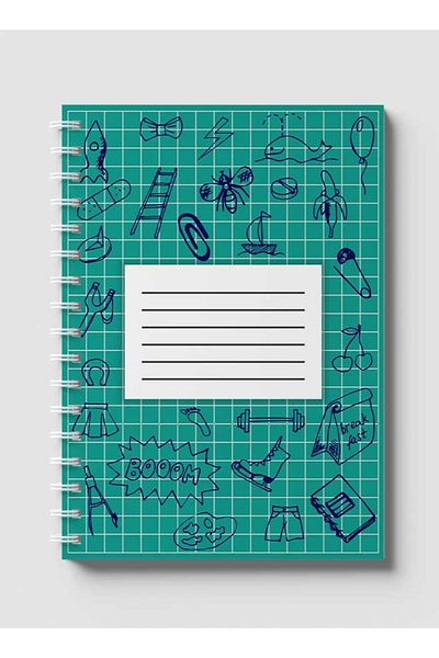 LOWHA Spiral Notebook with Front and Back Hard Covers Featuring Back to School Grid Lines Design