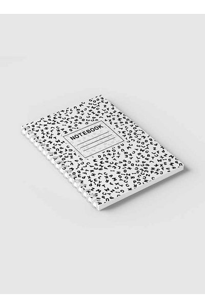 LOWHA Spiral Notebook with Front and Back Hard Covers Featuring Letters Design