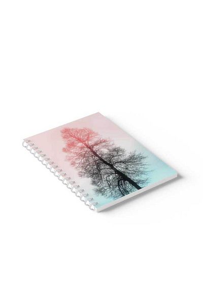 LOWHA Spiral Notebook with Front and Back Hard Covers Featuring Tree Design