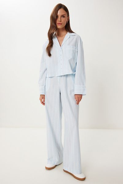 Lovelyİstanbul Striped Woven Shirt Pants Set