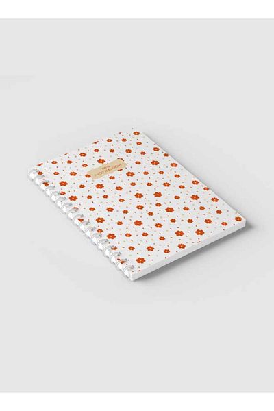 LOWHA Spiral Notebook with Front and Back Hard Covers Featuring Flowers Design