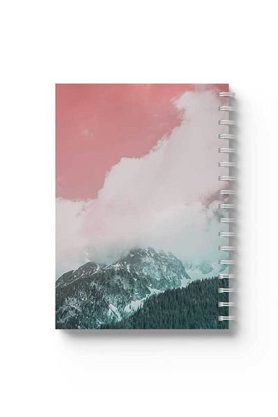 LOWHA Spiral Notebook with Front and Back Hard Covers Featuring Mountain Design