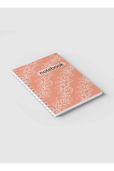 LOWHA Spiral Notebook with Front and Back Hard Covers Featuring Modern Leaves Design