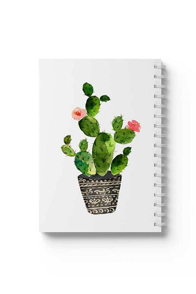 LOWHA Spiral Notebook with Front and Back Hard Covers Featuring Cactus Design