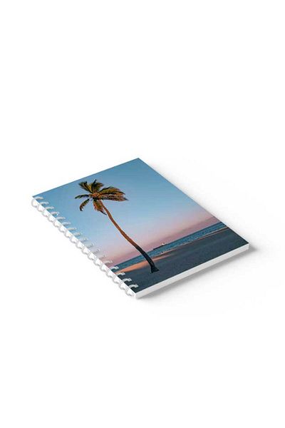 LOWHA Spiral Notebook with Front and Back Hard Covers Featuring Palm Beach Design