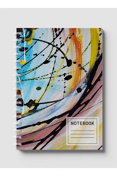LOWHA Spiral Notebook with Front and Back Hard Covers Featuring Splattered Paint Design