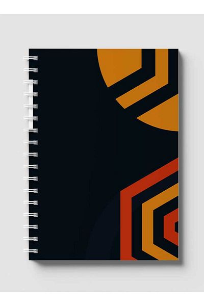 LOWHA Spiral Notebook with Front and Back Hard Covers Featuring Modern Colored Shapes Design