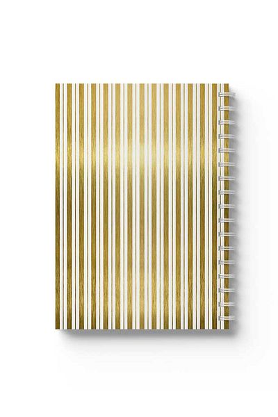 LOWHA Spiral Notebook with Front and Back Hard Covers Featuring Golden Stripes Design