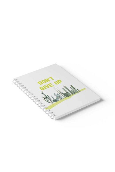 LOWHA Spiral Notebook with Front and Back Hard Covers Featuring Don't Give Up with Cactus Design