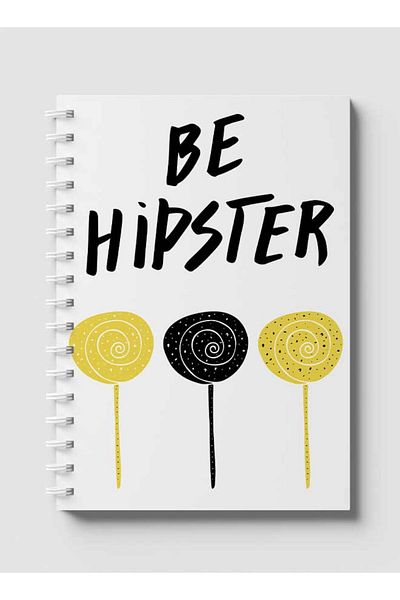 LOWHA Spiral Notebook with Front and Back Hard Covers Featuring Be Hipster & Lollipops Design