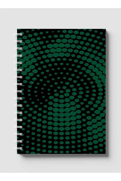 LOWHA Spiral Notebook with Front and Back Hard Covers Featuring Swirl Halftone Green Design