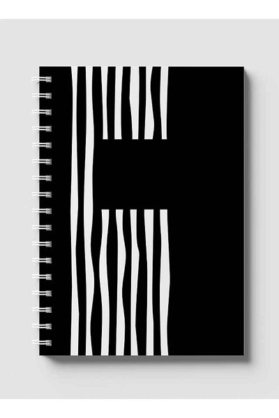 LOWHA Spiral Notebook with Front and Back Hard Covers Featuring Flat Black & White Lines Design