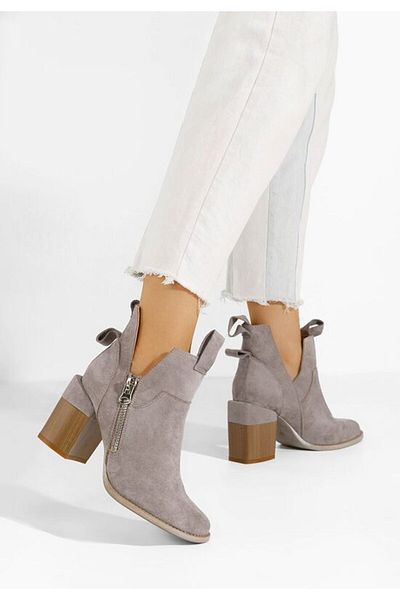 B T Shoes Iriel grey heeled ankle boots