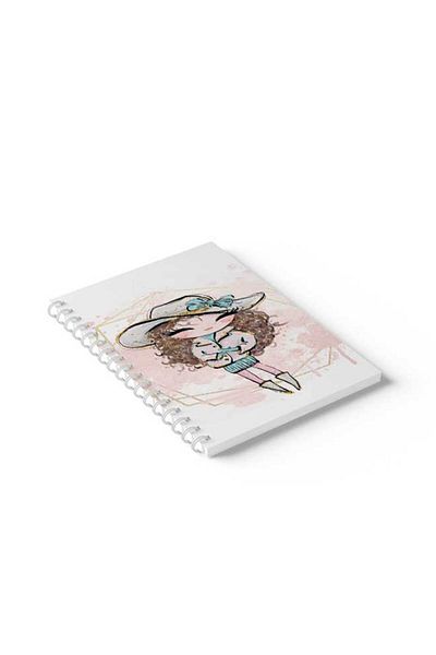 LOWHA Spiral Notebook with Front and Back Hard Covers Featuring Painted Girl Design