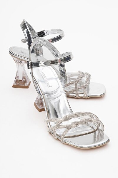 CCWAY AYAKKABI Pantofi de damă cu toc de piatră SILVER MIRROR