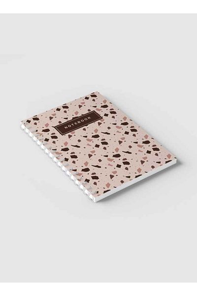 LOWHA Spiral Notebook with Front and Back Hard Covers Featuring Terrazzo Style Design