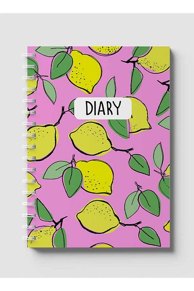 LOWHA Spiral Notebook with Front and Back Hard Covers Featuring Lemons Design