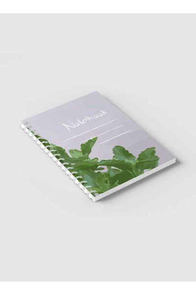 LOWHA Spiral Notebook with Front and Back Hard Covers Featuring Eco Style Leaves Design