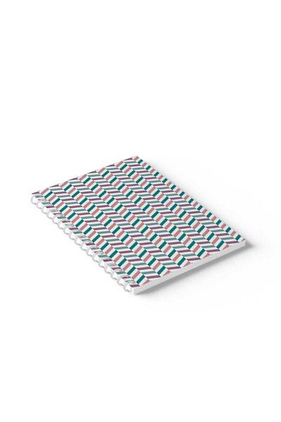 LOWHA Spiral Notebook with Front and Back Hard Covers Featuring Colourful Shapes Design