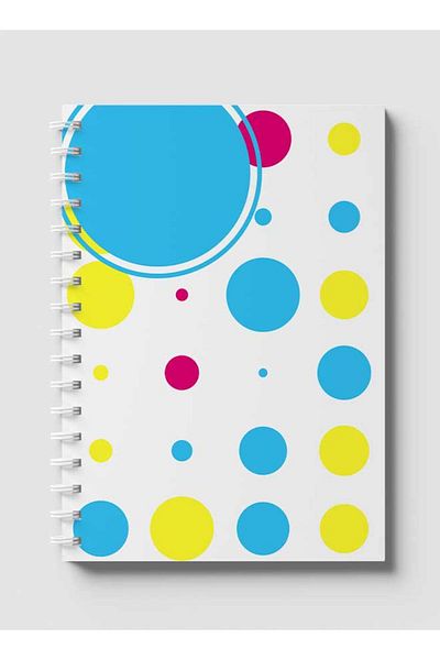 LOWHA Spiral Notebook with Front and Back Hard Covers Featuring Colored Circles Design