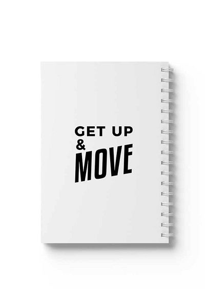 LOWHA Spiral Notebook with Front and Back Hard Covers Featuring Get Up And Move Design