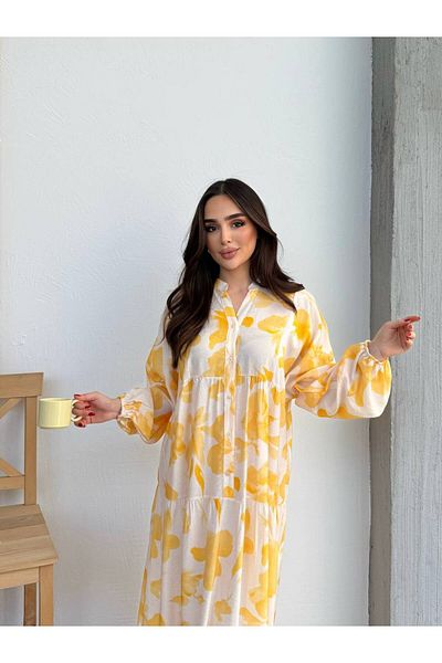 JESSE STORY Women's Hijab Dress Modal Fabric Floral Pattern Dress
