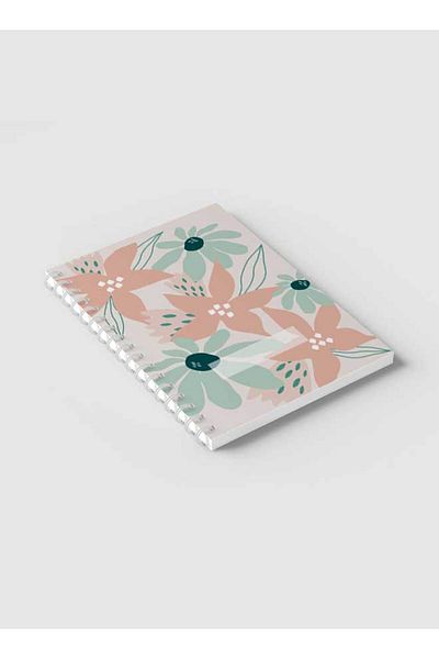 LOWHA Spiral Notebook with Front and Back Hard Covers Featuring Abstract Floral Design