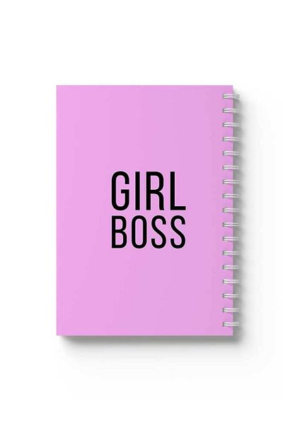 LOWHA Spiral Notebook with Front and Back Hard Covers Featuring Girl Boss Design