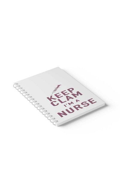 LOWHA Spiral Notebook with Front and Back Hard Covers Featuring Keep Calm I'm A Nurse Design