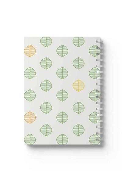 LOWHA Spiral Notebook with Front and Back Hard Covers Featuring Leaves Design