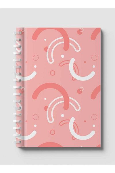 LOWHA Spiral Notebook with Front and Back Hard Covers Featuring Memphis Abstract Shapes Design