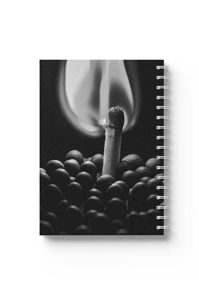 LOWHA Spiral Notebook with Front and Back Hard Covers Featuring Burn Design